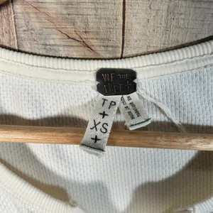 Free People We The Free Cream Waffle Knit Kyoto Cuff Thermal Top XS Mixed Media thumbnail 6