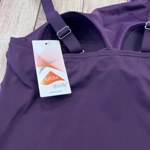 Lands End NEW Womens Deep Purple Asymmetrical Tankini Top Swim Skirt Set Size 4 thumbnail 8
