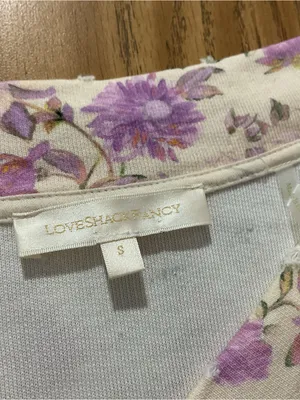 LoveShackFancy Tamika Cropped Floral V Neck Pullover Womens Size Small thumbnail 7