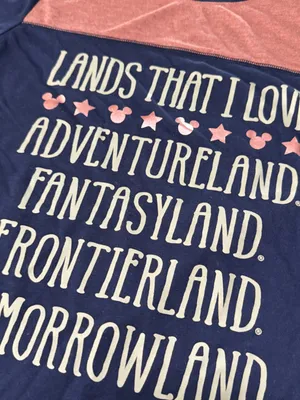 Disney Parks Navy Pink 'Lands That I Love' Short Sleeve Graphic Tee medium thumbnail 2