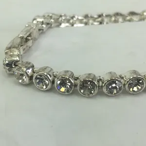 Cubic zirconia tennis bracelet silver tone 7.25” long thumbnail 8