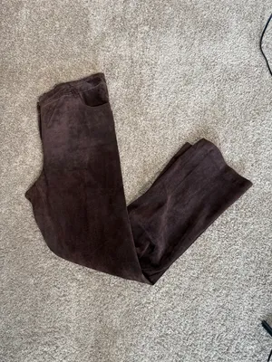 Brown suede 100% Leather Flare leg Pants thumbnail 4