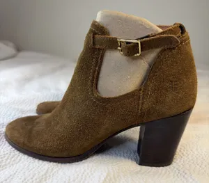 Frye Margaret Bootie Brown Suede Block Heeled Shootie Shoes Womens Size 8 thumbnail 1