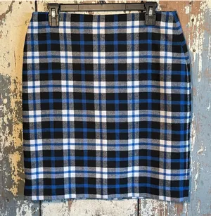 Talbots Blue Black Plaid Knee-length skirt, NWOT size 10P Petite thumbnail 1