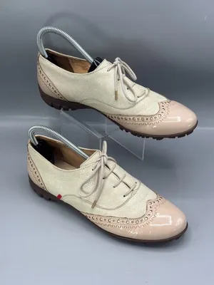 Marc Joseph New York Golf Oxford Shoes Womens 9 Cream Tan Leather Brogue Lace Up thumbnail 2