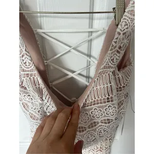 Lulus white and tan dress open back size medium bridesmaid, bachelorette party d thumbnail 2