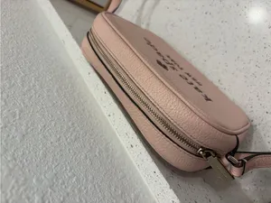 Kate Spade Purse Glitter Pink Leather Camera Bag Crossbody Pebbled Leather EUC thumbnail 4