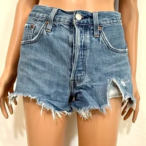 Levi's 501 25 button fly jean shorts distressed cut offs SH2 3569 thumbnail 1