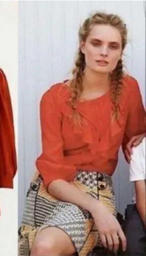 Maeve | Anthropologie Boho Nicoleta‎ Orange Ruffled Peasant Blouse size 4 thumbnail 1