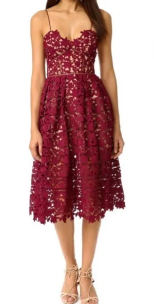 Self-Portrait Azalea Dress Burgundy, S (US 6, UK 10) thumbnail 1