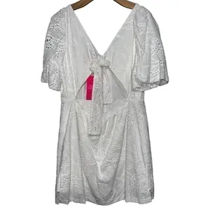 Lilly Pulitzer Women’s Size 14 White Celestina V-Neck Eyelet Mini Dress Romper thumbnail 6