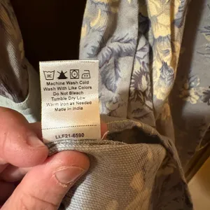 Love the Label Anthropologie Floral Chambray Belted Mini Dress thumbnail 9
