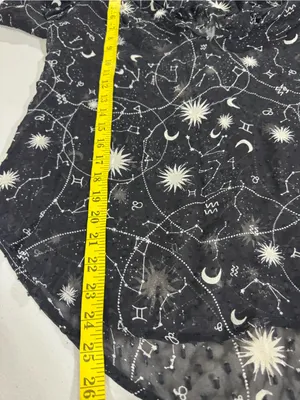 Anthropologie Black Sheer Celestial puffed sleeve Ruffle Blouse M thumbnail 6