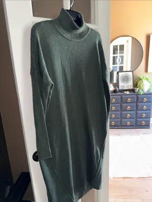 ASOS Green Turtleneck Knit Sweater Midi Dress 8 thumbnail 5