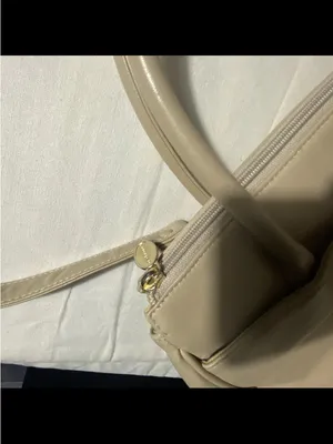 Liz Claiborne Classic Cream Leather Satchel Handbag thumbnail 12
