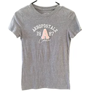 Aeropostale Classic Crew T-Shirt Womens Small‎ Gray Pink Graphic Cali 1987 Tee thumbnail 1