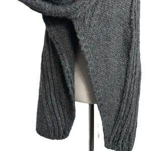 Free People Oversized Chunky Turtleneck Sweater Poncho XS/S Alpaca Wool Slits thumbnail 4