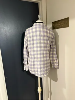 Madewell Lavender Check Button-Up Flannel 100% Cotton Shirt with pockets thumbnail 3