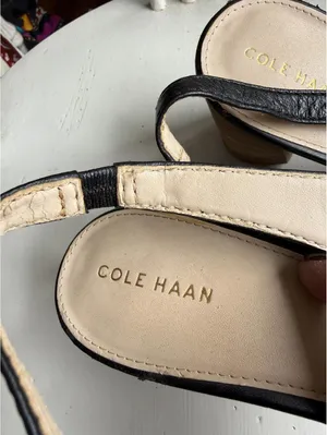 Cole Haan Black Leather Slingback Heels Size 8 B thumbnail 4