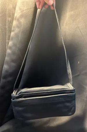 Black‎ Pebbled Leather Multi Pocket Shoulder Bag with Magnetic Flap and Key Clip thumbnail 1