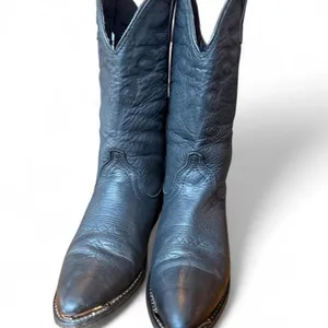 Masterson Boot Co Western Cowboy Boots Women 7.5 Black Leather Metal Toe Tips thumbnail 8