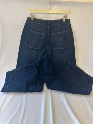 Old Navy Dark Indigo Wide-Leg Patch Pocket Jeans thumbnail 2
