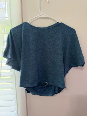 Backless Batwing Sleeve Sport Tee Blue thumbnail 3