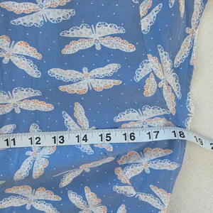 LOFT Light Blue Dragonfly Print Midi Dress Cap Sleeve Side Slit Size 10 thumbnail 8