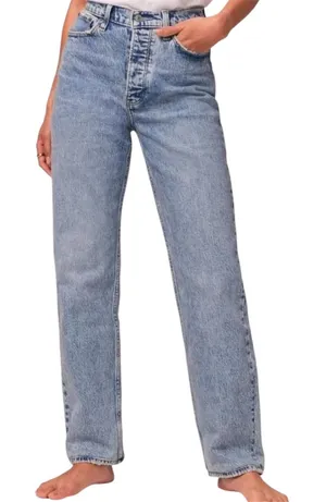 Abercrombie & Fitch The Dad High Rise Jeans Straight Leg Light Wash Blue 26 thumbnail 1