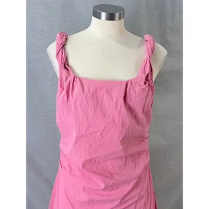 Zara Pink Square Neck Midi Dress Ruched Twisted Straps‎ XL thumbnail 3