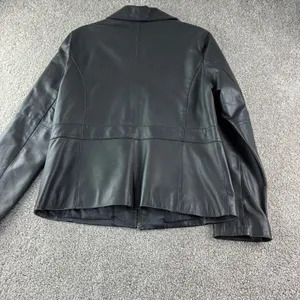 R&O by Reilly Olmes Leather Jacket Womens Large Black‎ Zip Up Minimalist Y2K 90s thumbnail 13