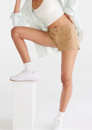 Aeropostale Cargo Low-Rise Twill Shorty Shorts Size 0 thumbnail 1