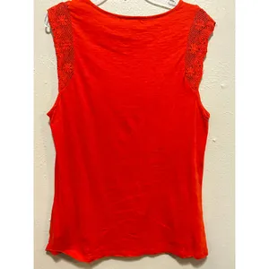Lauren Ralph Lauren Orange Knit Tank Top with Crochet Trim Sleeveless Large‎ thumbnail 6
