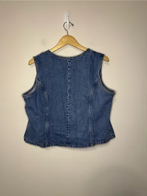 Abercrombie and Fitch denim tie front vest medium wash size XL thumbnail 3