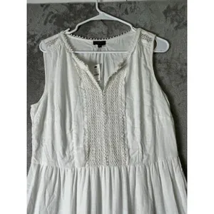 Talbots Pintucked Tiered Hem Cotton Gauze Embroidered Lace Maxi Dress Size 8 New thumbnail 2