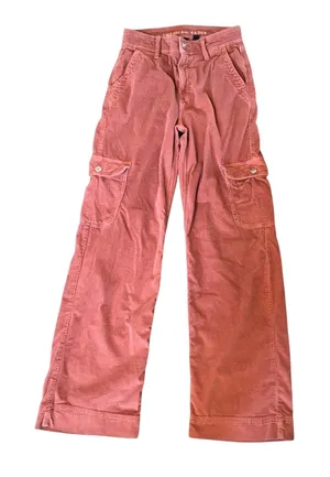American Eagle super high rise baggy wide leg pink corduroy pants 00 thumbnail 1