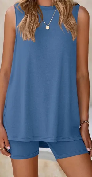 Pretty Garden 2 Piece Short Set Blue Large NWT IN PACKAGE thumbnail 1