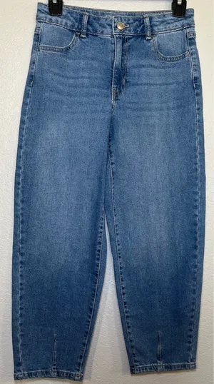 Wonder Nation Girls Barrel Jeans High Rise Adjustable Waist Size 12 NEW Med Wash thumbnail 1