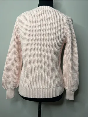 J.Crew Preppy & Cozy Women's V-Neck Waffle Knit Sweater in Soft Pink Small thumbnail 4