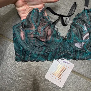 Savage X Fenty Shining Star Embroidered Unlined Demi Bra Wildflower Blue 32D thumbnail 6
