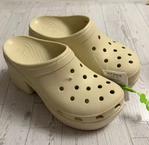Crocs Siren Clog Platform‎ Heel Bone Beige Women Size US 12 Slip On NEW NWT thumbnail 1