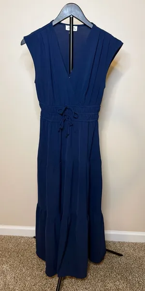 Tahari‎ Arthur S. Levine Navy Blue Sleeveless Tiered Maxi Dress Size XS thumbnail 1