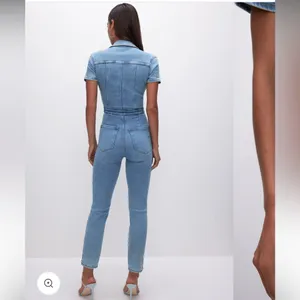 Good American Denim Short Sleeve Jumpsuit Shorts Romper Utility Stretchy Minimal thumbnail 2