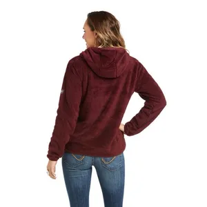 Ariat Womens Maroon Berber Sherpa Hoodie Sweatshirt Jacket Size Medium Cozy Warm thumbnail 2