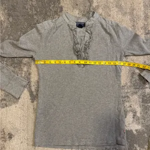 Polo Jeans Company Long Sleeve Ruffle V-Neck Top - Gray thumbnail 4