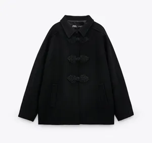 ZARA Black Wool Blend Toggle Coat Jacket thumbnail 5