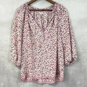Max Studio Floral Peasant Blouse Womens Medium Flowy Boho Cottage Dainty‎ thumbnail 12