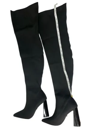 Cape Robbin Flo-A Black Stretch Thigh High Boots Block Heel Size 8 NIB thumbnail 1