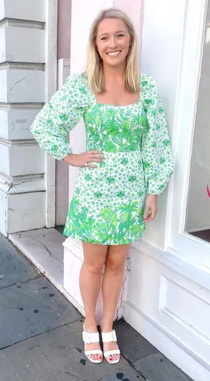 Estelí mini palm print cotton long sleeve dress thumbnail 2