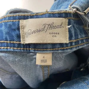 Universal Thread Denim Overalls Size 4 Wide Leg Button Front Blue Jeans thumbnail 4